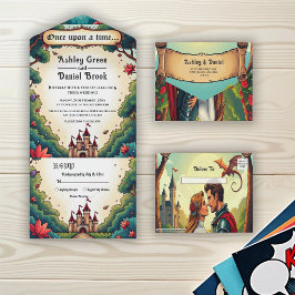Invitación Todo En Uno Fairytale Once Upon A Time Castle Woodland Wedding