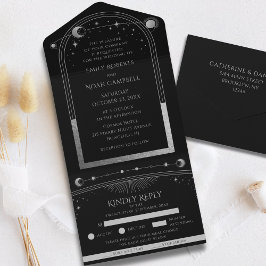 Invitación Todo En Uno falta de Sol Luna Estrellas Celestiales Boda