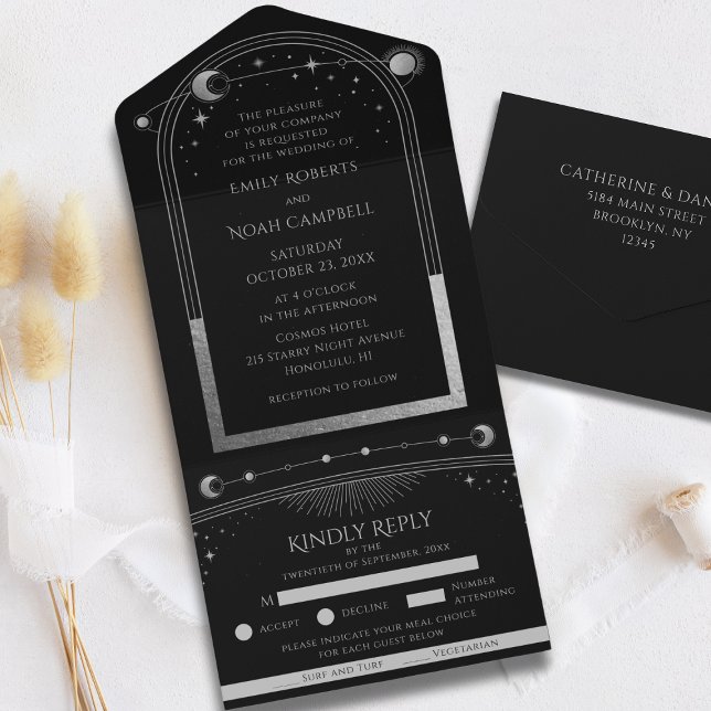 Invitación Todo En Uno falta de Sol Luna Estrellas Celestiales Boda (Subido por el creador)