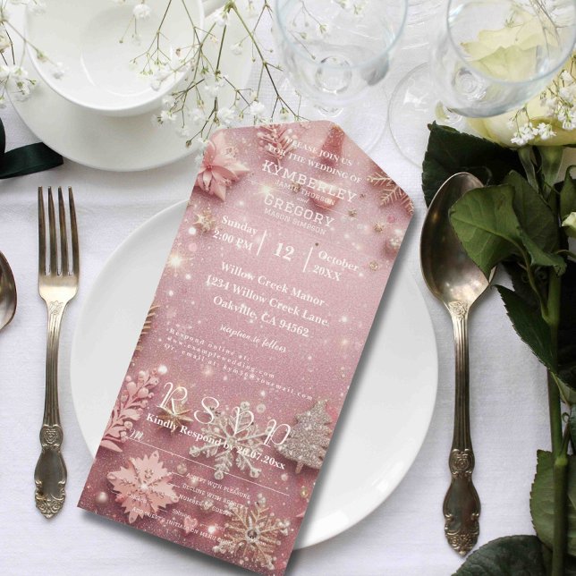 Invitación Todo En Uno Faux Sparkle Shimmer Navidades de invierno de plat (Subido por el creador)