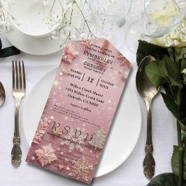 Invitación Todo En Uno Faux Sparkle Shimmer Navidades de invierno de plat