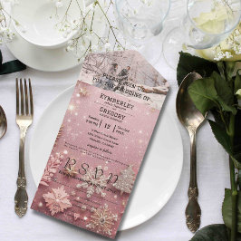 Invitación Todo En Uno Faux Sparkle Shimmer Navidades de invierno de plat