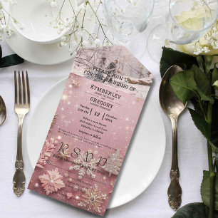 Invitación Todo En Uno Faux Sparkle Shimmer Navidades de invierno de plat