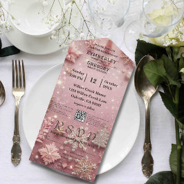 Invitación Todo En Uno Faux Sparkle Shimmer Navidades de plata rosa códig