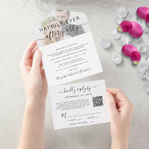 Invitación Todo En Uno Felices para Siempre Código QR Foto Recepción de B
