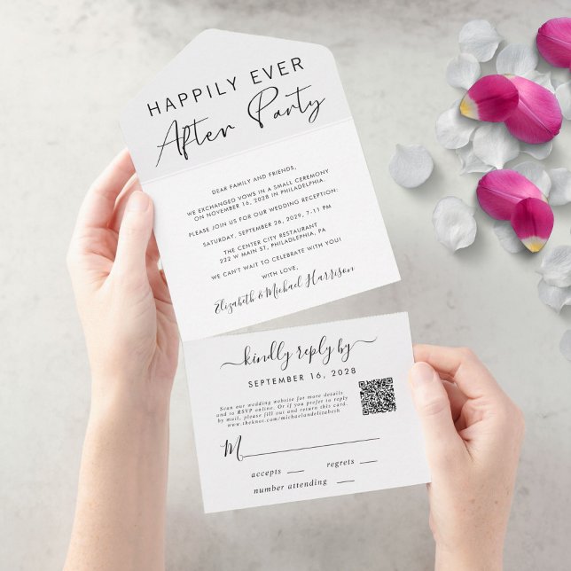 Invitación Todo En Uno Felices para Siempre Código QR Recepción de Boda (Subido por el creador)