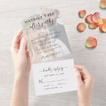 Invitación Todo En Uno Feliz desde la recepción de la boda de Fiesta<br><div class="desc">Elegante boda pequeño o invitación de fusiones y recepción de bodas todo en una sola invitación. Su foto del día de la boda está rebosada con "Feliz Día tras Fiesta" escrito en una simple tipografía moderna y un guión de moda con chispas. Personalizar su invitación boda e invitación a la...</div>