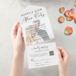 Invitación Todo En Uno Feliz desde la recepción de la foto del código QR<br><div class="desc">Elegante elegancia o invitación boda privada y recepción todo en una sola invitación para anunciar su matrimonio a amigos y familia y para invitarlos a una recepción post-boda o fiesta de celebración. Su invitación personalizada y su invitación superponen la foto del día de la boda, y "Feliz eterno después del...</div>