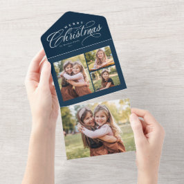 Invitación Todo En Uno Feliz navidad 4 festividades triples