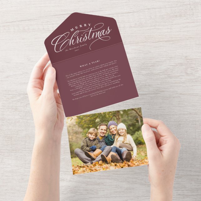 Invitación Todo En Uno Feliz Navidad, actualización de la familia maroon  (desgarro)