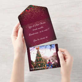 Invitación Todo En Uno Feliz Navidad Español