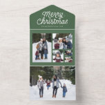 Invitación Todo En Uno Feliz Navidad retro vacaciones de collage de fotos<br><div class="desc">Envíe uno de los saludos navideños más amables con esta tarjeta fotográfica única de vacaciones. Con un tratamiento retro tipo script que dice "Feliz Navidad" junto con un collage de cinco fotos, este diseño también incluye una sección desmontable con una sola foto. Incluya una actualización de la familia en la...</div>