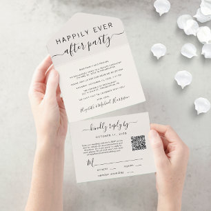 Invitación Todo En Uno Feliz siempre después de la recepción QR Code Crea