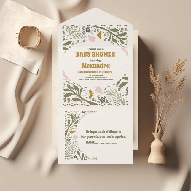Invitación Todo En Uno Fern Baby Shower de Rustic Green Woodland (Subido por el creador)