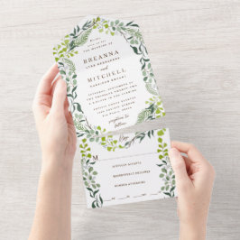 Invitación Todo En Uno Fern Eucalyptus Boda de la vegetación de mano