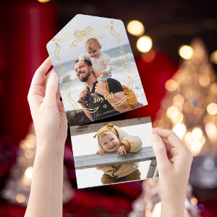 Invitación Todo En Uno Festividad de la línea de oro con marco de cinta d