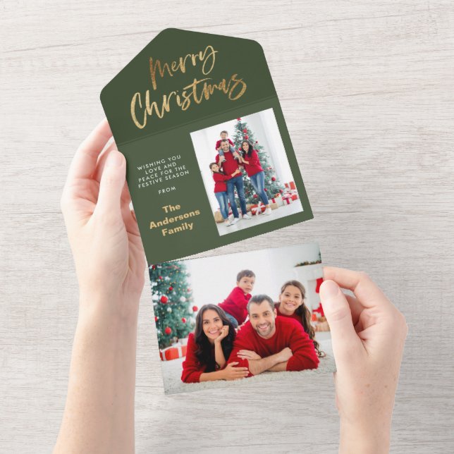 Invitación Todo En Uno festividad de las estrellas de navidad dorada (desgarro)