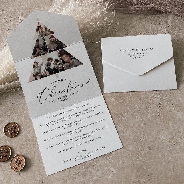 Invitación Todo En Uno Festividad multifoto del Árbol de Navidad Delicado (Subido por el creador)