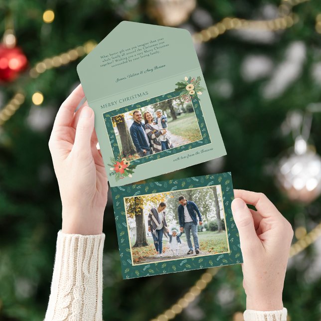 Invitación Todo En Uno Festividad Navidades de la dieta Floral 1 Foto (Subido por el creador)