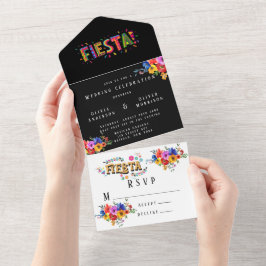Invitación Todo En Uno Fiesta Colorida acuarela Boda floral
