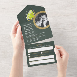 Invitación Todo En Uno fiesta de aniversario de bodas número 1 con anillo