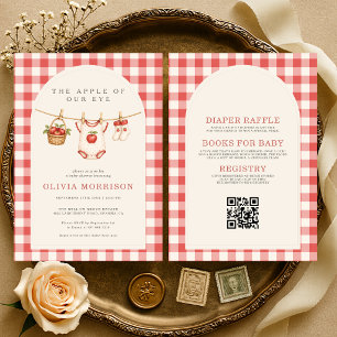 Invitación Todo en uno Fiesta de Baby Shower a Cuadros Manzan