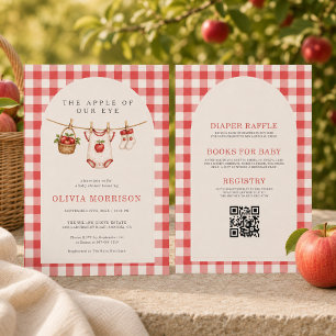 Invitación Todo en uno Fiesta de Baby Shower a Cuadros Manzan