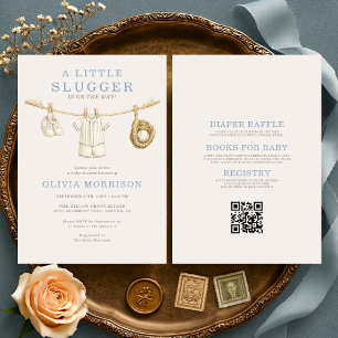 Invitación Todo en uno Fiesta de Baby Shower de béisbol Littl