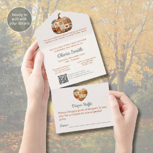 Invitación Todo En Uno Fiesta de Baby Shower de Calabaza Patchwork Todo e