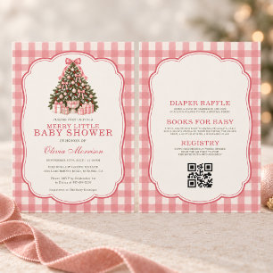 Invitación Todo en Uno Fiesta de Bebé Árbol de Navidad Pequeñ