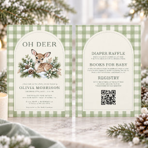 Invitación Todo en Uno Fiesta de Bebé de Invierno Oh Ciervo