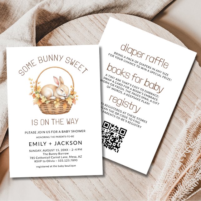 Invitación Todo en Uno Fiesta de Bebé de Otoño Dulce Conejito (Subido por el creador)