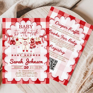 Invitación Todo En Uno Fiesta de Bebé Está Frío Afuera Baby S