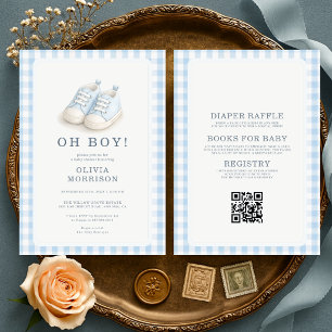 Invitación Todo en uno Fiesta de Bebé Oh Boy Zapatos Azules