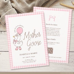 Invitación Todo en Uno Fiesta de Bebé para Niña de Mamá Ganso