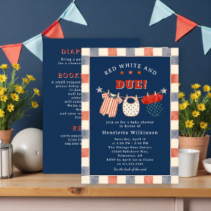 Invitación Todo en Uno Fiesta de Bebé Rojo Blanco y a Punto