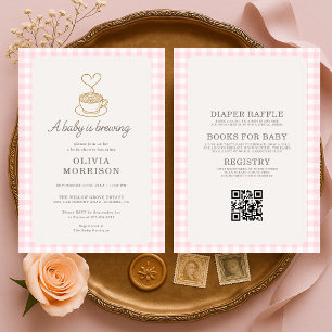 Invitación Todo en Uno Fiesta de Bebé Rosa Baby está Preparan