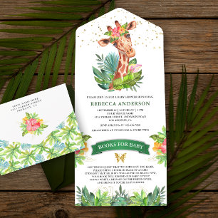 Invitación Todo En Uno Fiesta de Bebé Safari Jungla Tropical Rústica