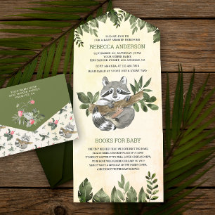 Invitación Todo En Uno Fiesta de Bebé Vintage Rústico Bosque Mapache Ador