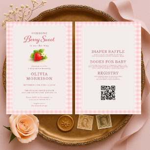 Invitación Todo en uno Fiesta de Bienvenida de Bebé Niña Ging