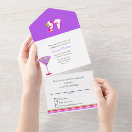 Invitación Todo En Uno Fiesta de cumpleaños 21ª cristalera de Martini