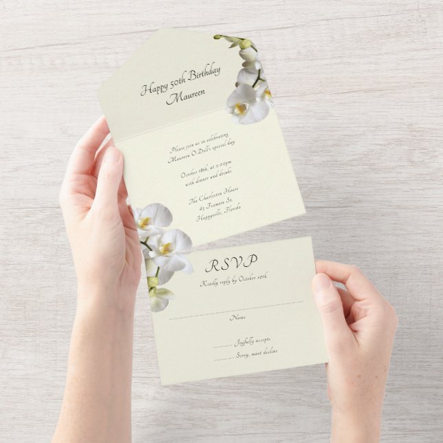 Invitación Todo En Uno Fiesta de cumpleaños especial de orquídeas (desgarro)