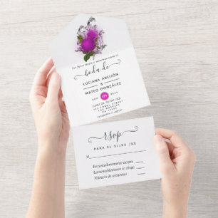 Invitación Todo En Uno Fiesta de cumpleaños Morple Mardi Gras todo en uno