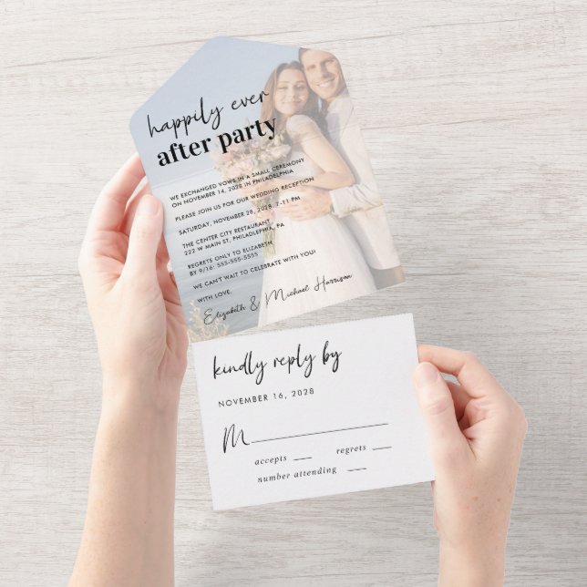 Invitación Todo En Uno Fiesta de Después de la Boda Fotos de Casamiento (desgarro)