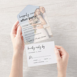 Invitación Todo En Uno Fiesta de Fotos de Boda Felices para Siempre