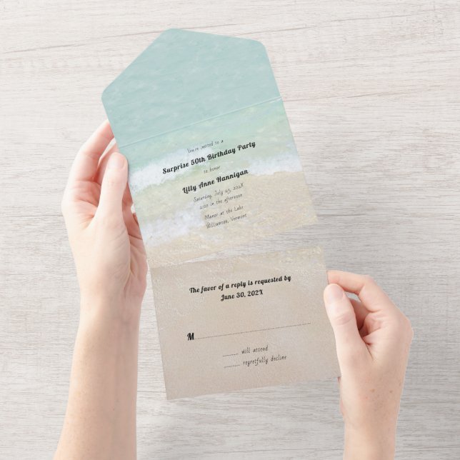 Invitación Todo En Uno Fiesta de playa de cumpleaños golpea todo en una s (desgarro)
