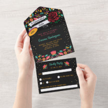 Fiesta mexicana de Quinceañera rosa rojo florido m