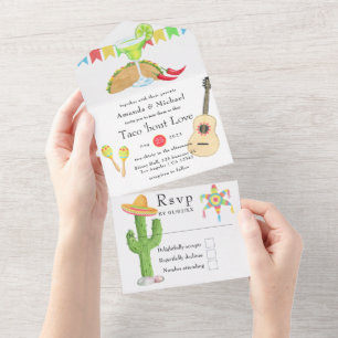 Invitación Todo En Uno Fiesta Mexicana de Tacos Boda/Ducha de Parejas