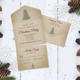 Invitación Todo En Uno Fiesta navideña de Kraft