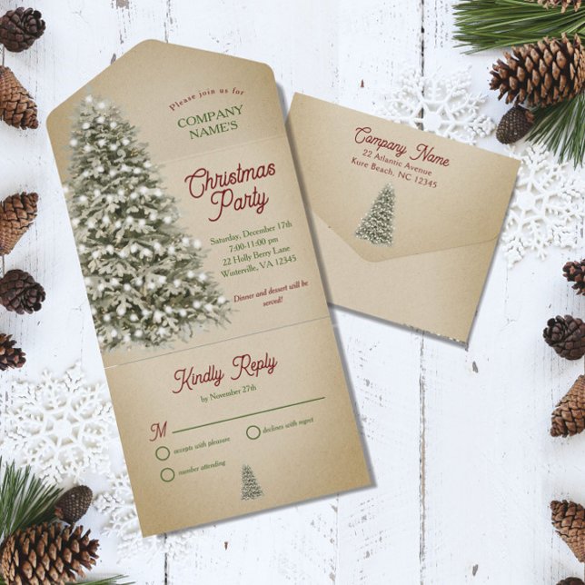 Invitación Todo En Uno Fiesta navideña Kraft Brown (Subido por el creador)